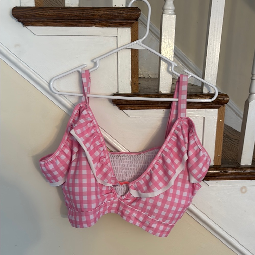 Pink Gingham Swimsuit Top Mochipan (A grade)
